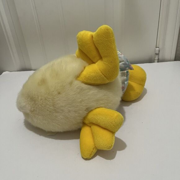 Vintage Commonwealth Pale Yellow Duck Plush 11" Stuffed Animal Easter Floral Bow - Picture 6 of 10